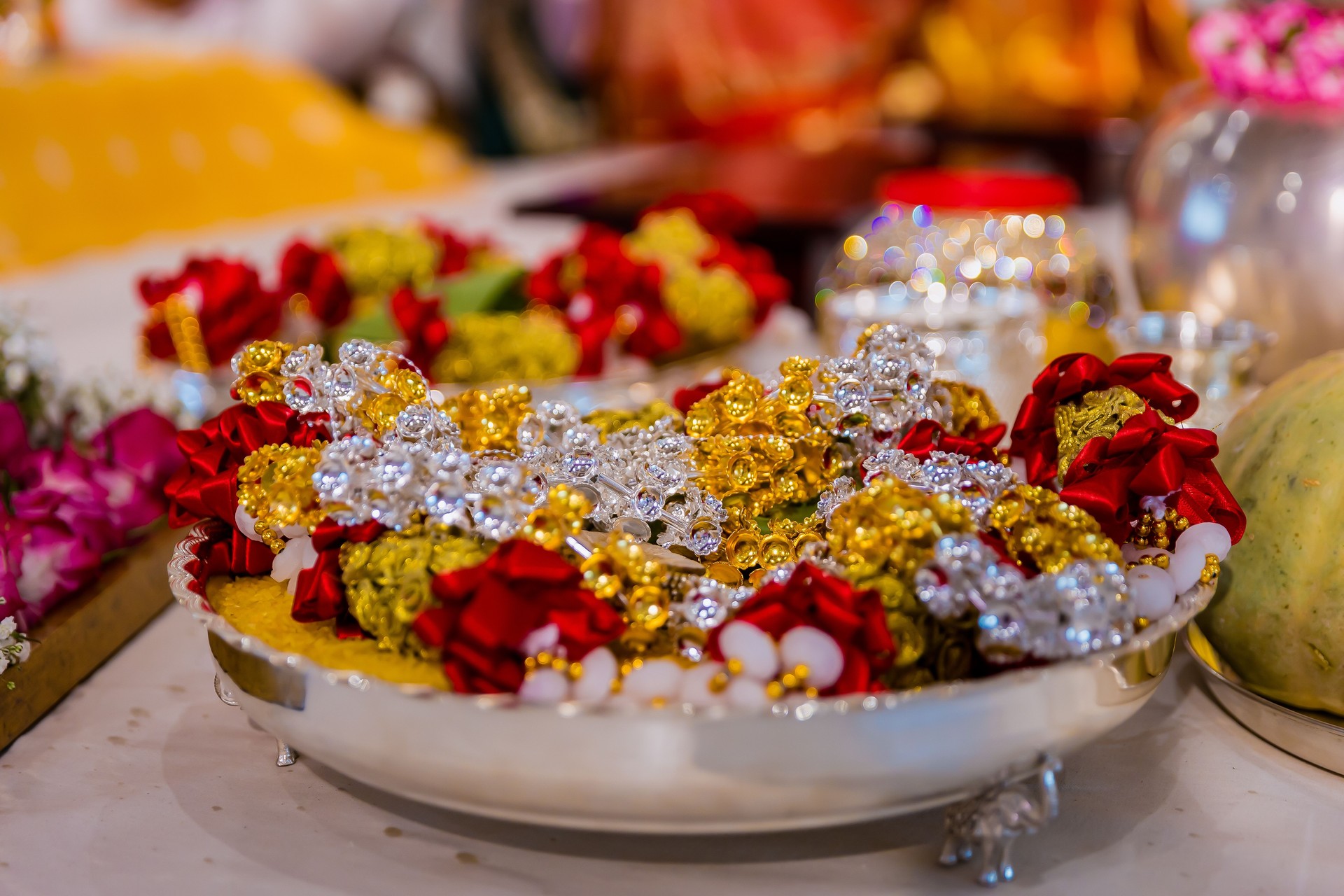 Indian Hindu wedding ceremony ritual items